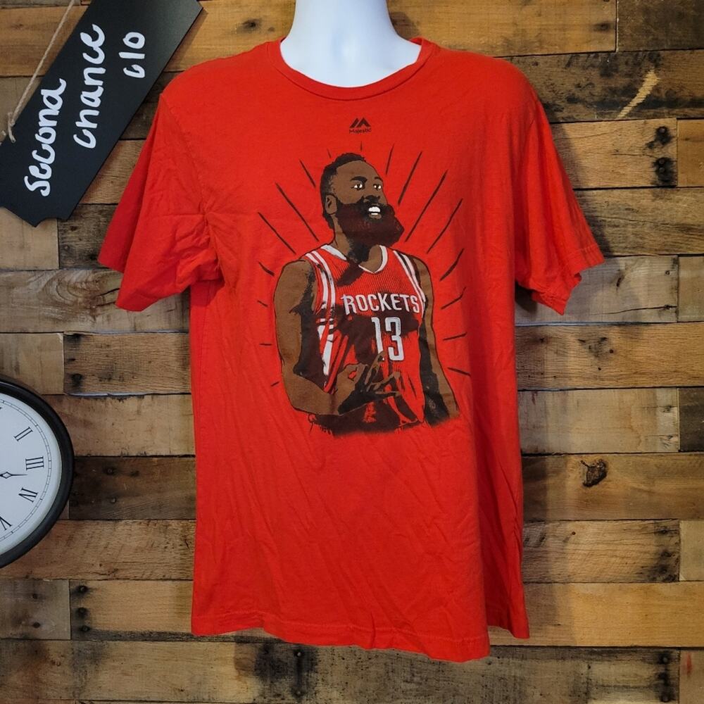 Majestic men's Houston Rockets James Hardsen red short sleeve shirt size large